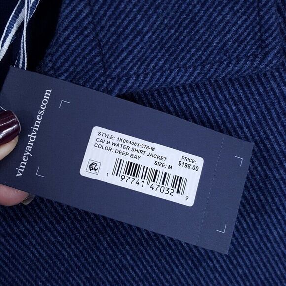 VINEYARD VINES Shirt Jacket Mens Medium Blue Button Up Stretch CALM WATER $198 - Picture 4 of 9